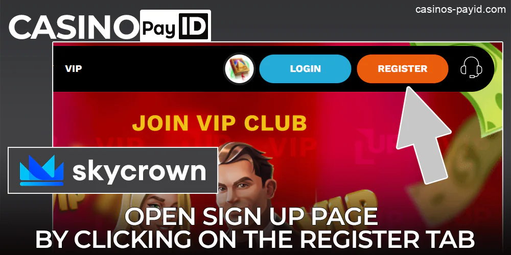 Go to the official website and click the Register tab to sign up to Level Up Casino