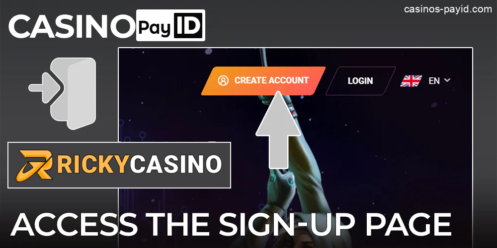 Put the “Create Account” button in the header of Ricky Casino