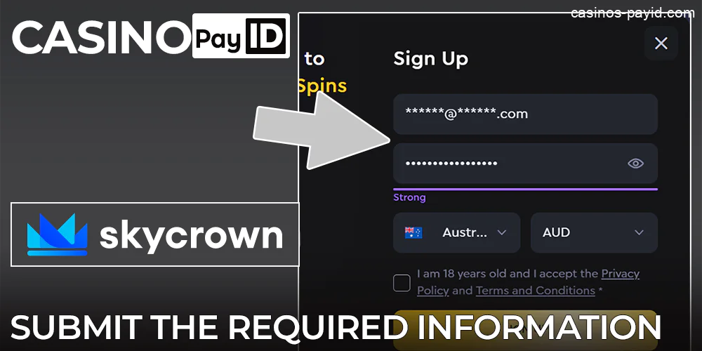 Enter personal information when registering at Skycrown