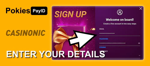 Enter your details in Casinonic Australia