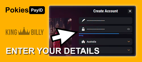 Enter your details at King Billy Australia